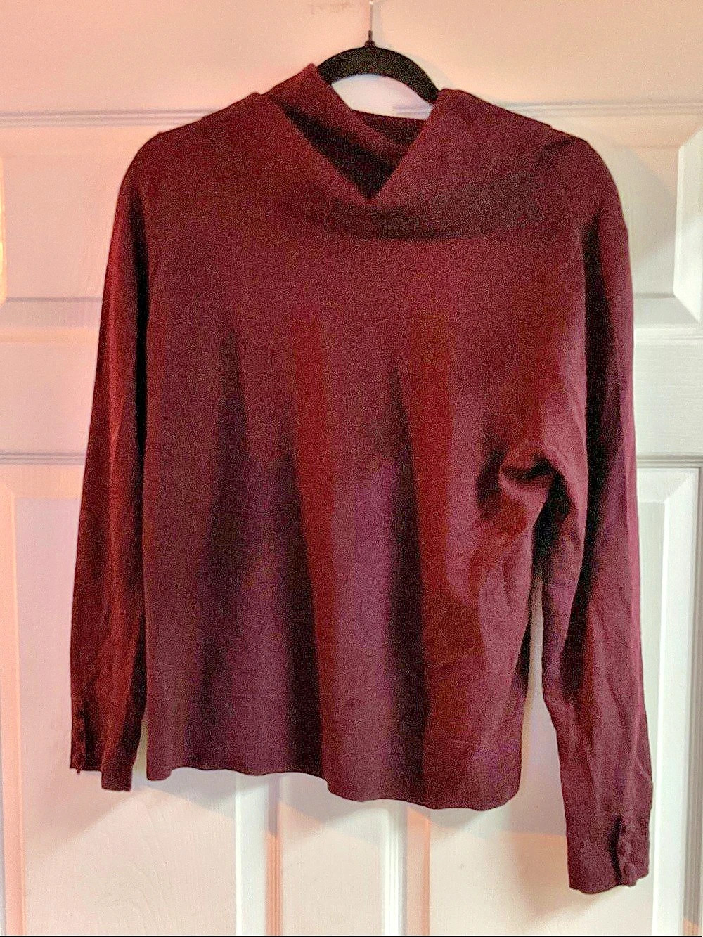Talbots Merino Button-Cuff Cowlneck Sweater Brown Large